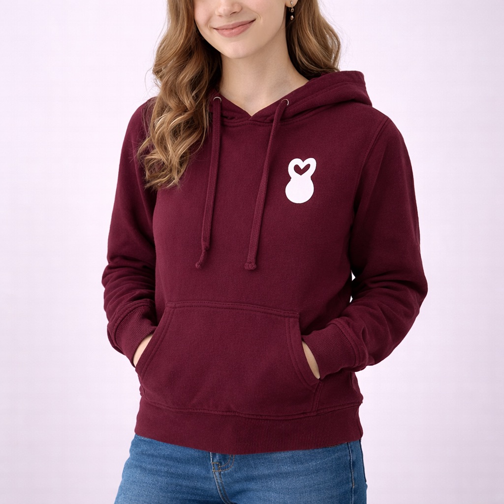 Womens Maroon Hoodie With Barbell Kettlebell Logo